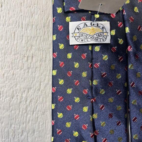 Eagle Blue Christmas Ornaments Men's Silk Necktie New 3.5"/58" Holiday Tree NWT - Picture 4 of 10